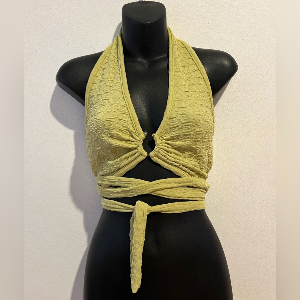 Green wrap workout top